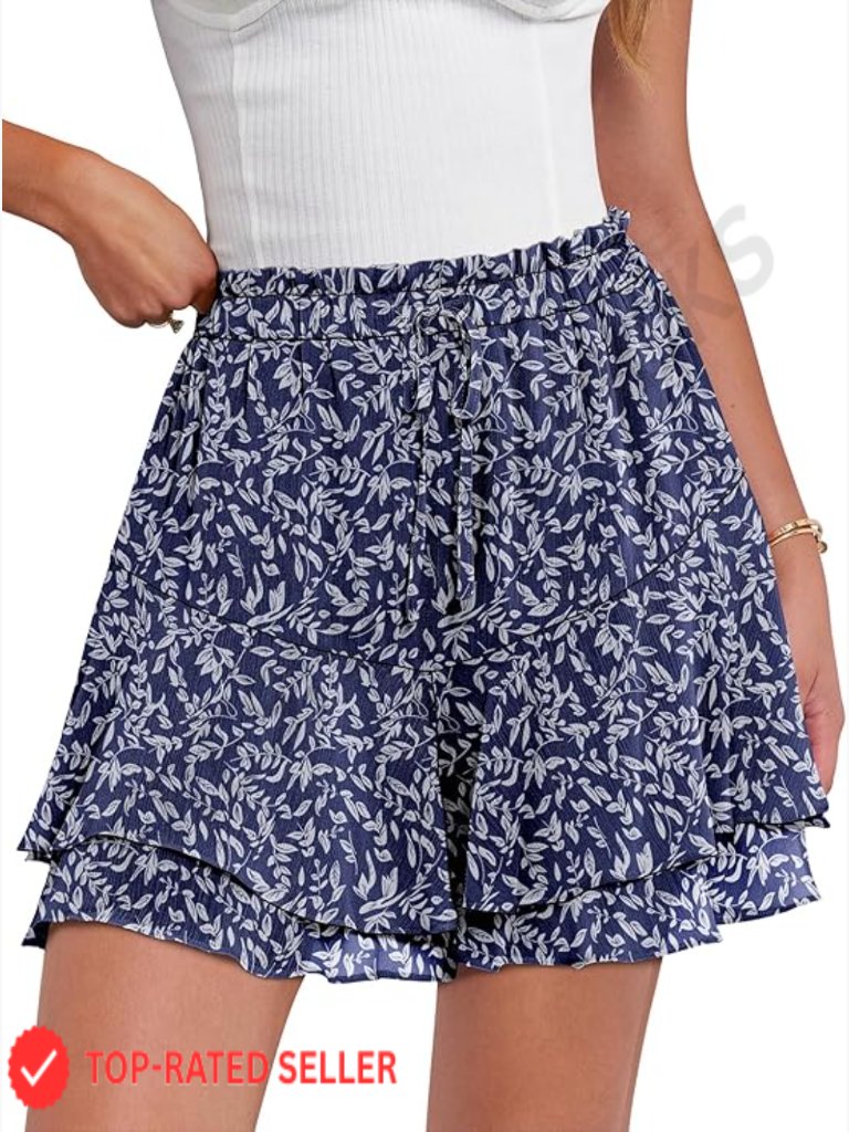 Boho Floral Ruffle Skort Mini Skirts Summer Casual Flow